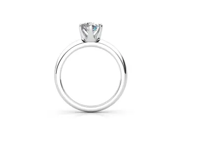 aj-01 engagement ring with round cut diamond 3D print model