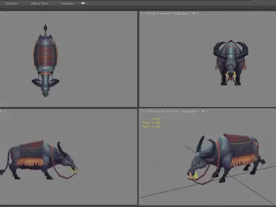 Cartoon black buffalo Low-poly 3D model