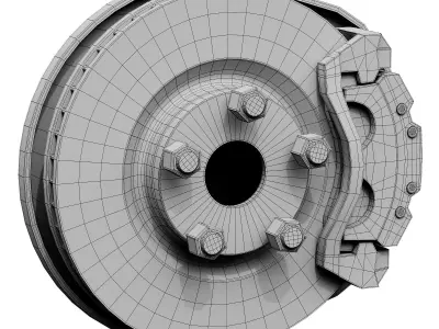 Car braking system for compact cars 3D model