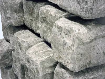 Stone cube granite panel n1 3D model