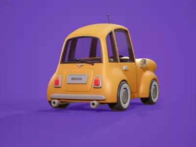 Mochi - Cute Yellow Cartoon Car - Low Poly Game Ready Vehicle Low-poly 3D model