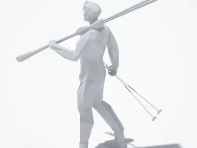 Ski Man Sport Pose Low-poly 3D model