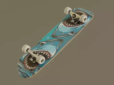Skateboard - Shark Deck Low-poly 3D model