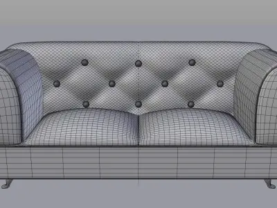 Pink Leather Couch Low-poly 3D model