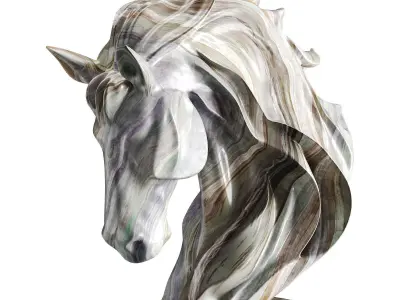 Horse statue Low-poly 3D model 8