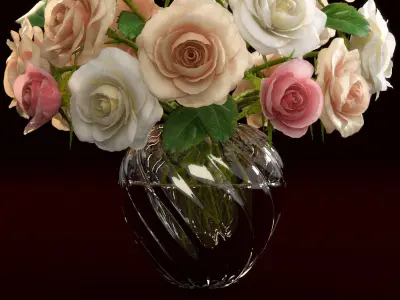 Roses in vase 3D model