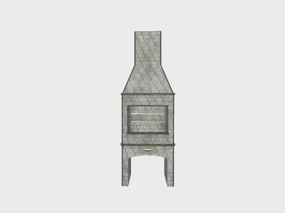 Brazilian Barbecue Grill 07 Concrete Brick - Interior Design Low-poly 3D model