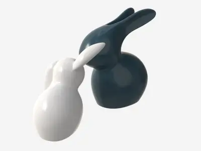 Decorative Ceramic Rabbits Set 3D model