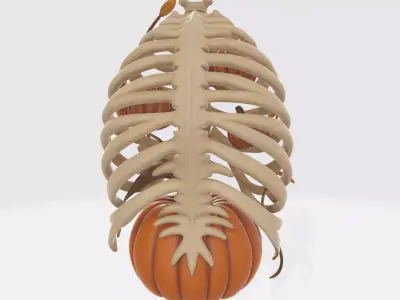 Halloween Rib Cage with Pumpkins 3D print model