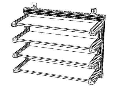 Aluminum Adjustable Shelf - Wall Mounted 3D model