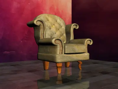 Luxury-Chair old wingback chair Low-poly 3D model