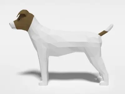 Low Poly Cartoon Jack Russell Terrier Dog Low-poly 3D model