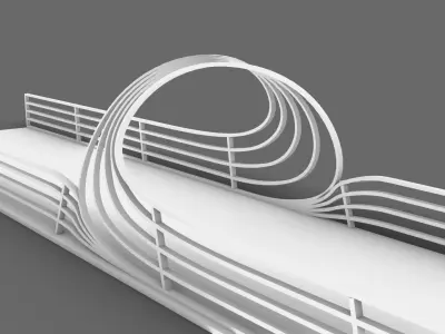 bridge 3d model with waves 3D model