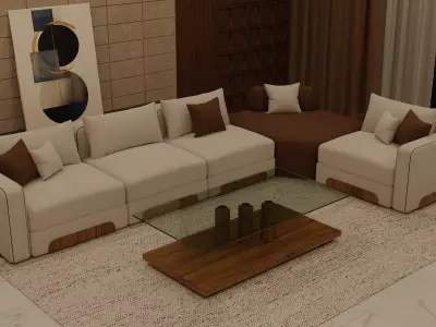 Modern Italian Luxury Sofa Set with Minimal Elegance 3D model