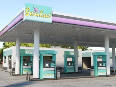 Realistic Low - Poly Gas Station 3D Model Low-poly 3D model