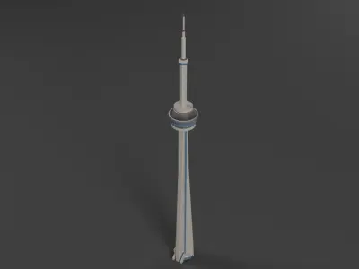 Low Poly Canada CN Tower Low-poly 3D model