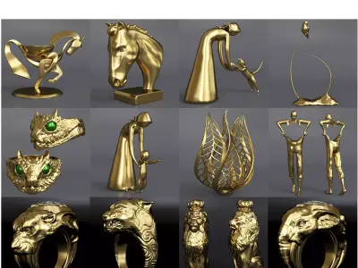 Collection models of decorative figurines of shapes  3d model 3D print model