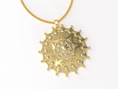 Chitrita Mandala Pendant Set With Ring 3D print model