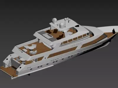 Sea Axis Luxury Motor Yacht White with Teak Decks 3D model 3D model