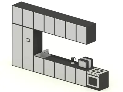 Modern minimalist kitchen assets Low-poly 3D model