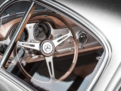 Mercedes SL300 Gullwing - Chrome - Classic Icon 3D model