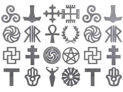 Pagan Religions Symbols Low-poly 3D model