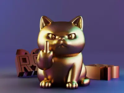 Serious cat middle finger 3D print model