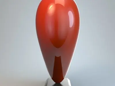 Heart Sculpture Love Red 3D model