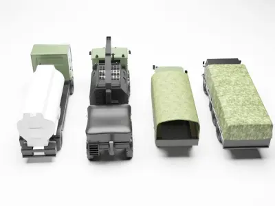 army vehicles package Low-poly 3D model