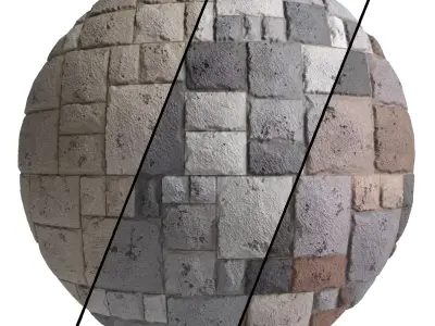 Ston Wall Material 6- By 3 color Pbr By Sbsar 4k Texture