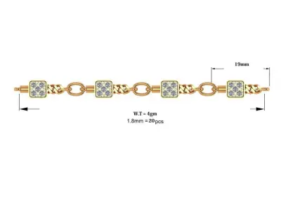 Baguette Stone Jewellery Set 3D print model