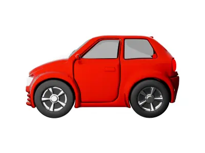 3d of a brandless generic eco-red car icon 3D model