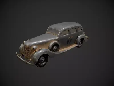 Low Poly Old Retro Vintage Car - Textured  Low-poly 3D model