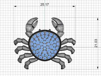 Crab necklace 3d print model Sterling silver sea claw pendant 3D print model