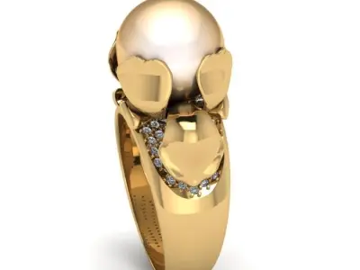 Orchid ring with pearl 3D print model