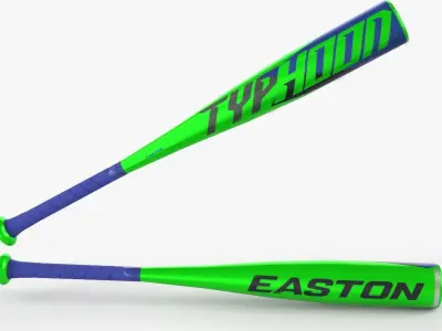 Collection of baseball bats and balls 3D model