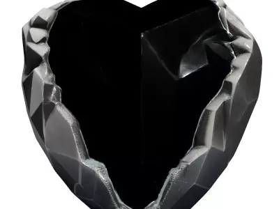 Geometric Crystal Heart Stone Sculpture Low-poly 3D model