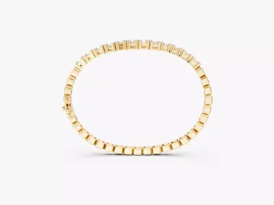 N BG03 Baguette diamond Bangle Bracelet oval shape 3D print model