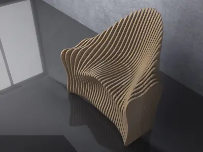 Parametric Wavy Wooden Furniture 08 -  CNC files for cutting 3D model