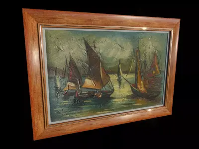 Sailing Boats Oil Painting  3D model