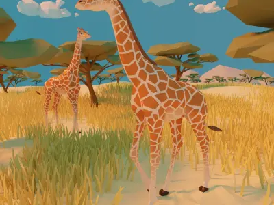Low-poly Girrafe giraffe Low-poly 3D model