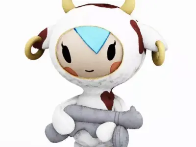 Cow Costumed Stuffed Animal 3D model