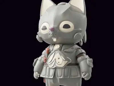 Samurai Super Cats Art Toy Charecters 10 Asset Low-poly 3D model