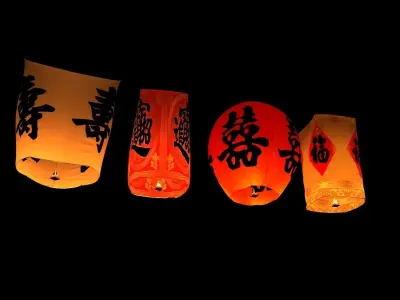 Chinese red sky lantern  3D model