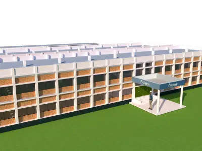 Hospital Building 3D Model Low-poly 3D model