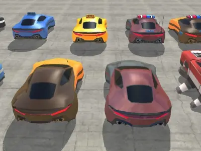 VR Low Poly SCI Fi Police car sci fi Taxi car pack ready  Low-poly 3D model