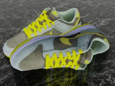 NIKE DUNK 3D SHOES - YELLOW Low-poly 3D model