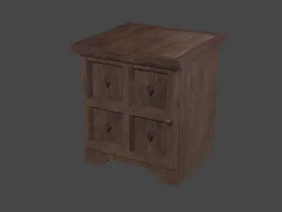 Old bedside table - PBR Game Ready Low-poly 3D model Low-poly 3D model