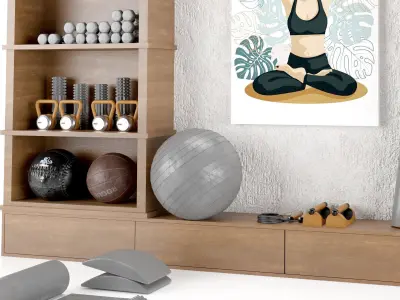 Home Gym Yoga Fitness Decoration Set 061   3D model