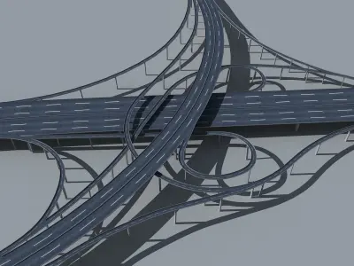 Highway Viaduct flyover  Low-poly 3D model